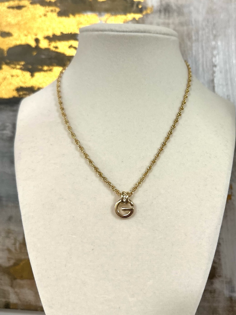 GIVENCHY G Initial Pendant Necklace with Crystal Accents